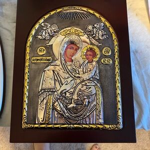 Religious Icon Art with Gold and Black Accents